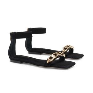 NEW Good American Ankle Strap Chain Sandals Sz 5.5